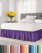 Wrap Around Dust Ruffle Bed Skirt - Purple - Twin/Twin XL Size Beds with 12 Inch Drop - Easy Fit Elastic Strap - Adjustable Pleated Bedskirt w/Brushed Fabric - Wrinkle Free - Women, Men, Kids & Teens