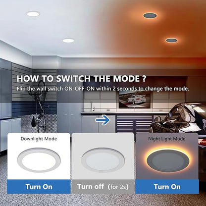 CycevSun 12 Pack 8 Inch LED Recessed Lighting with Night Light, Canless Wafer Downlight Ultra Thin, Dimmable & 5CCT Selectable, 15W, 1350LM, ETL, 120-277V, 8.2Inch Cutout