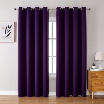 ChrisDowa Blackout Curtains 120 Inches Long 2 Panels Set for Living Room, Grommet Thermal Insulated Room Darkening Curtains for Bedroom (Royal Purple, 52 x 120 Inch)
