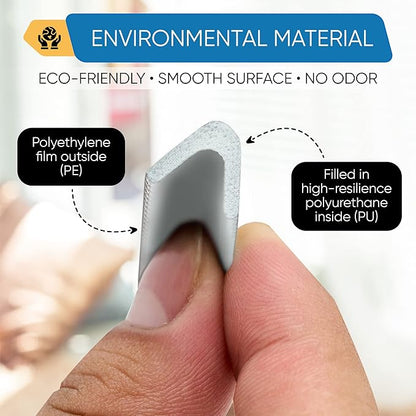 Adhesive V Shape Weatherstrip, Weather Stripping Door Seal Strip Foam Door Frame Insulation Side Jamb Bottom Groove Gap Filler Soundproof V Weatherstripping (White, 1/2 in x 1/2 in x 26 Ft)
