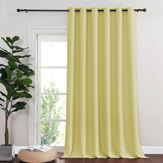 NICETOWN Blackout Curtains & Drapes - Privacy Thermal Efficiency Backdrop Curtains for Bedroom Room Divider Living Room Patio Sliding Glass Door, Wide 80 x Long 144 inch, Paler Yellow, 1 Panel