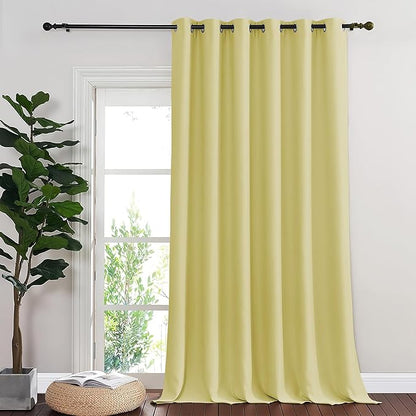 NICETOWN Blackout Curtains & Drapes - Privacy Thermal Efficiency Backdrop Curtains for Bedroom Room Divider Living Room Patio Sliding Glass Door, Wide 80 x Long 144 inch, Paler Yellow, 1 Panel