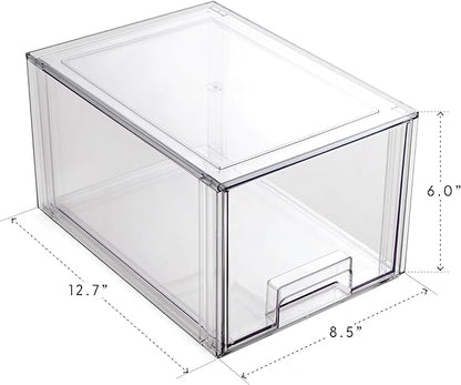 BINO | Stackable Storage Drawers, Tall Small - Clear | THE CRATE COLLECTION | Storage Bins With Drawers Bathroom Organizers and Storage Organization and Storage Under Sink Organizer Vanity Cabinet