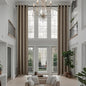 Extra Long Linen Curtains 144 inch Length 2 Panels Thick Faux Linen Blended Window Drapes Burlap Textured Curtains with Grommet for Living Room Farmhouse 12ft (52x144 Dark Coffee) Natural