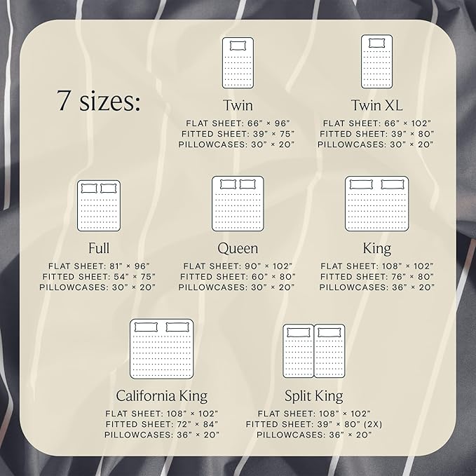 LuxClub 4 PC California King Sheet Set, Deep Pockets Wrinkle Free Cooling Bed Sheets Hotel Bedding for Women, Men, Includes 1 Fitted Sheet, 1 Flat Sheet and 2 Pillowcases-Striped -Light Grey