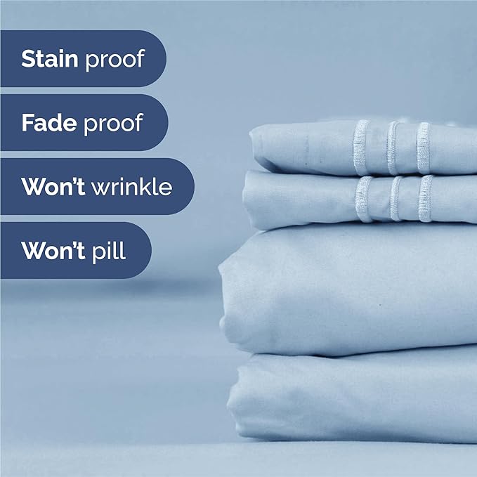 King Size 4 Piece Sheet Set - Comfy Breathable & Cooling Bed Sheets Set - Hotel Luxury Bedding for Women, Men, Kids & Teens - Deep Pockets, Easy-Fit, Super Soft & Wrinkle Free - Oeko-Tex - Sky Blue