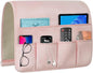 WETRBWEH Remote Control Holder for Armchair，Couch Caddy Organizer TV Remote Holder for Bed Storage 5 Pockets，Remote Caddy Bedside Organizer Bedside Table Organizer (Pink, 35''x18'')