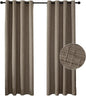 Jacquard Linen Curtains 96 inch Length 2 Panels Thick Faux Linen Blended Window Drapes Burlap Textured Curtains with Grommet for Living Room Bedroom Farmhouse (52x96 Dark Coffee) Natural