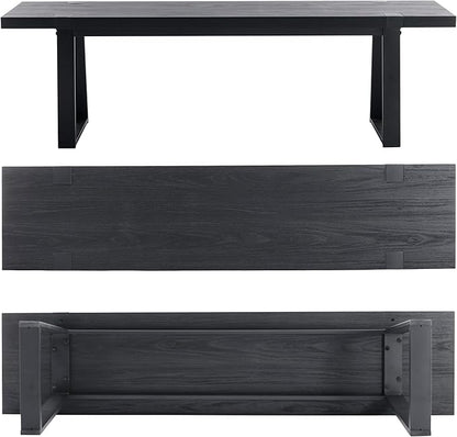Wahson 60" Black Dining Bench, Wooden Table Bench with Metal Legs, Modern Kitchen Bench for Enrtyway/Indoor/Dining Room