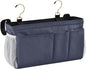 KOPIRIT Navy Grey Bedside Caddy Storage Bag Bedside Organizer for College Dorm Top Bunk Bed Hanging Bag Bedside Shelf 6 Pockets with Hooks for Magazine Water Bottle Holder