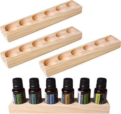 Meao 4 Pcs 1-Tier Wooden Essential Oil Display Storage Organizer Holder Stand - 6 Slots Natural Hard Pine Wood Rack - Holds up to 6 Aromatherapy Bottles - Ideal Gift Presentation Shelf #3