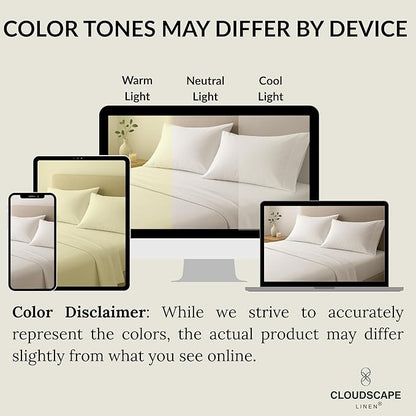 Cloud Scape Linen 100% Egyptian Cotton Sheets Twin Size, 3 Pieces Luxury Bedding Set, 400 Thread Count,Hotel Quality, Silky Soft, Breathable and Durable, Deep Pockets up to 15, White