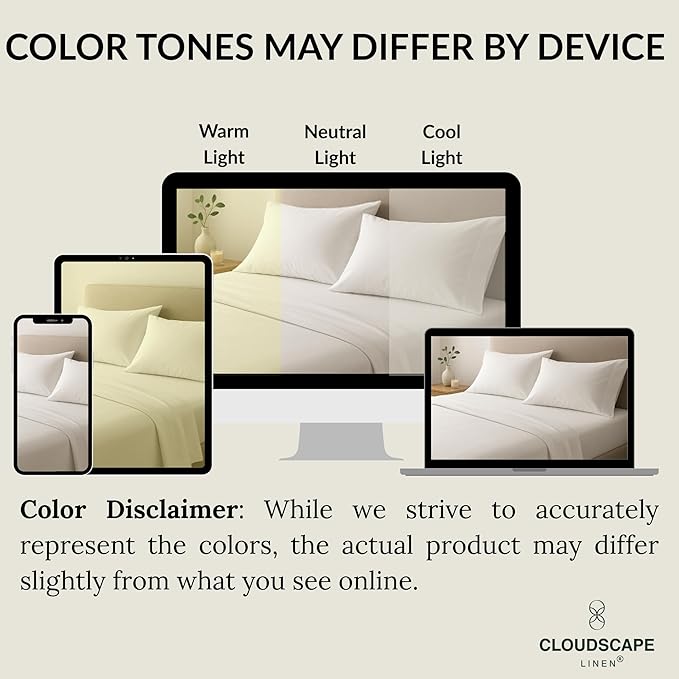 Cloud Scape Linen 100% Egyptian Cotton Split King Sheet Set for Adjustable Bed,400 Thread Count, 5 Pcs Bedding Set, Soft, Breathable and Durable, Deep Pockets up to 17, White