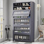 Tall Shoe Cabinet with Acrylic Doors, 10-Tier Large Capacity Bamboo Shoe Cabinet, 40-45 Pairs Freestanding Shoe Rack & Shoe Organizer for Closet Entrance, Hallway, Living Room, Bedroom