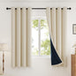 Blackout Curtains Thick Soft Curtain 2 Panels for Bedroom, Linen-Look Textured Full Light Blocking Room Darkening Thermal Insulated Drapes for Bathroom/Kitchen Windows (W52xL45, Cream)