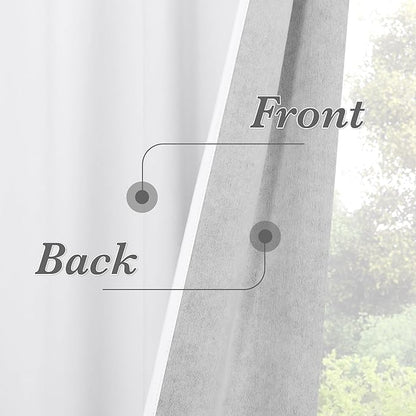 RYB HOME 100% Blackout White Velvet Curtains for Bedroom, Back Tab and Rod Pocket Thermal Insulated Room Darkening Curtains for Living Room Nursery, White, 52W x 96L, 2 Panels