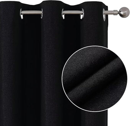 Joydeco Blackout Curtains 96 Inch Length, 1 Panel for Bedroom, Thermal Insulated Linen Black Out Curtains with Grommets (100x96)