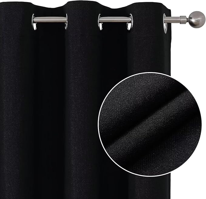 Joydeco Blackout Curtains 84 Inch Length, 1 Panel for Bedroom, Thermal Insulated Linen Black Out Curtains with Grommets (100x84)