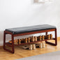latifolia Solid Wood Bench, Entryway Shoe Bench with Cushion, 2 Tier Shoe Storage Organizer for Hallway, Living Room(Black,39.70''L)