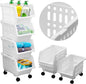 TidyFriend Stackable Storage Bins for Pantry - 4 Pack Small Stackable Bins for Organizing Food, Kitchen, and Bathroom Essentials (White)