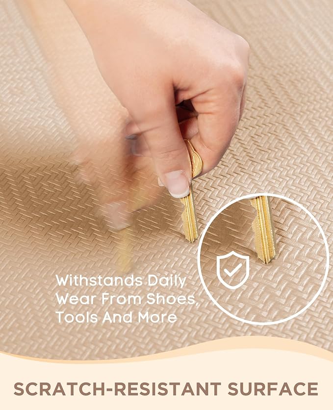 Ophanie Kitchen Mats for Floor, 3/4 inch Thick, 20x32 Anti Fatigue Christmas Cushioned Mat, Kitchen Rug, Waterproof, Comfort Ergonomic Standing Mat for Office, Home, Sink, Beige Non-Slip Ridged Bottom