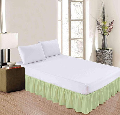 Sage Solid Ruffled Bed Skirt King XL-16 Inch Drop Split Corner, Microfiber Bedskirt with Platform Three Sided Coverage