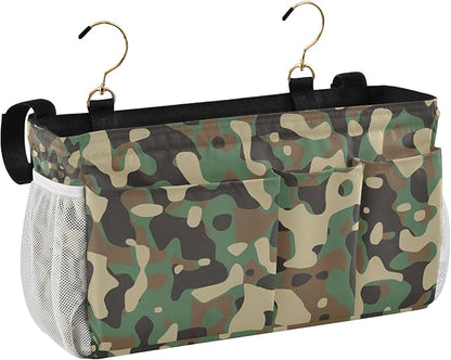 Bedside Caddy Hanging Bunk Bed Caddy Bed Organizer Hanging Pocket with 2 Hooks Bedside Storage Organizer Pocket Bag Holder Camouflage Green
