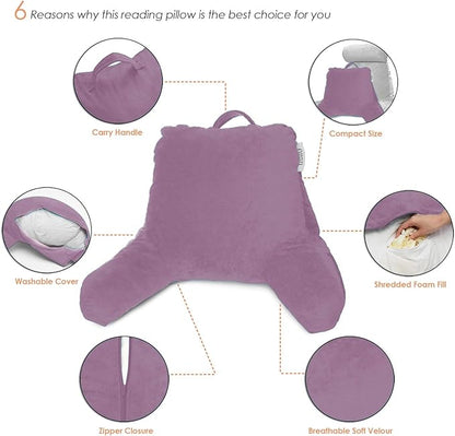 Nestl Reading Pillow for Kids & Teens with Shredded Memory Foam, Backrest Pillows for Reading, Watching, and Gaming, Use on The Couch, Bed, or Floor, Adjustable Support, Washable Cover Lavender Dream