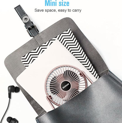 BESKAR USB Small Desk Fan, Portable Fans with 3 Speeds Strong Airflow, Quiet Operation and 360°Rotate, Personal Table Fan for Home,Office, Bedroom - 3.9 ft Cord