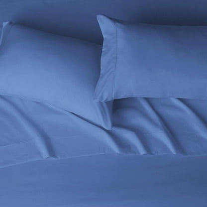 Amazon Basics Lightweight Super Soft Easy Care Microfiber 4-Piece Bed Sheet Set with 14-Inch Deep Pockets, King, Dutch Blue, Solid
