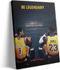 Kobe Bryant and LeBron James Canvas Wall Art Print Poster, Be Legendary Inspirational Sports Picture Artwork, Motivational Mamba Mentality Wall Decor for Home Office Gym Living Room, Framed 24x30inch