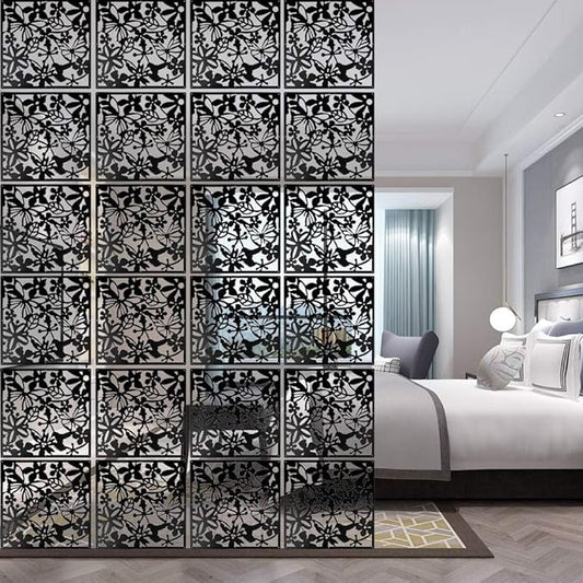 12＋4PCS KEIBIKEIDI Hanging Room Divider Screens Made of Environmentally PVC, Simple and Modern Black Hanging Panel Screen for Decoration Home, Livingroom,Bedroom, Kitchen, Dining Room,Hotel and Bar