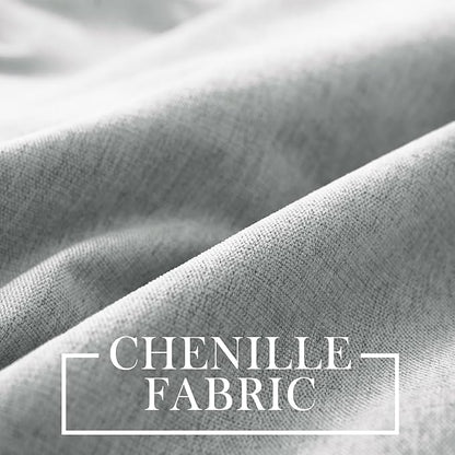 Macochico 100% Blackout Chenille Curtains for Sliding Door Thermal Insulated Noise Reducing Drapery for Living Room Bedroom Hotel, Grommet Curtains with Tieback, Medium Gray, 120" Wx96 L 1 Panel