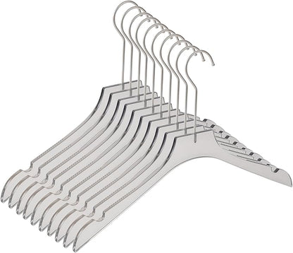 Clear Hangers 10 Pack, Crystal Clear Luxury Non-Slip Hangers for Suits, Coats, Dresses, Heavy Duty Thin Design Saves Closet Space Smoky Gray