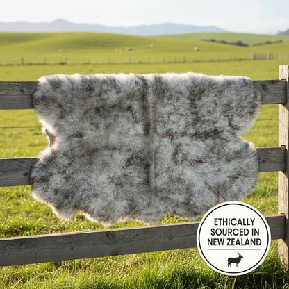Super Area Rugs Premium Genuine Sheepskin Rug 4' x 6' Long Fur Soft & Natural Shaggy Living Room Rug, Wolf Tip Brown, Four Pelt