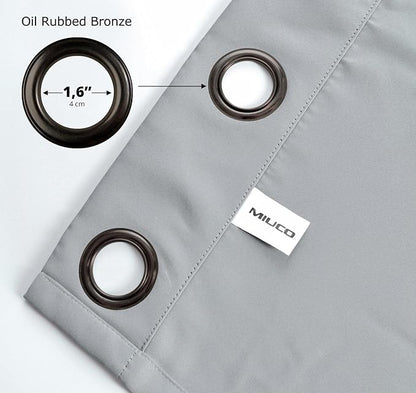 MIUCO Room Darkening Grommet Thermal Insulated Blackout Window Curtains Panels for Gilrs Room Window 1 Pair 52x63 Inch Silver, Bonus 2 Tie Backs Included