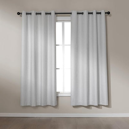Amazon Basics Faux Linen Blackout Curtains for Bedroom and Living Room, 2-Piece Set with Grommets, 52" W x 72" L, White