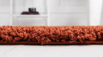 Unique Loom Solid Shag Collection Area Rug (7' 10" x 10' Oval, Terracotta)