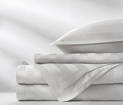 Pure Bamboo Twin Sheets, Genuine 100% Organic Viscose Derived from Bamboo Bed Sheet Set, Luxuriously Soft & Cooling, Double Stitching, 2 Year Quality Promise (Twin, Jacquard White)