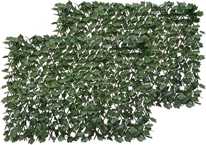 BYBAG Expandable Faux Ivy Fence Privacy Screen for Patio Outdoor Balcony Bedroom Decor,Artificial Dark Green Maple Leaves Wall Decoration Fencing Panel(Single Sided Leaves)