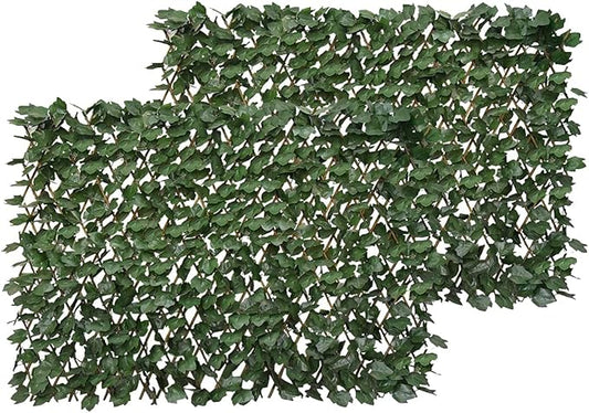 BYBAG Expandable Faux Ivy Fence Privacy Screen for Patio Outdoor Balcony Bedroom Decor,Artificial Dark Green Maple Leaves Wall Decoration Fencing Panel(Single Sided Leaves)