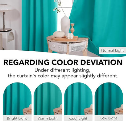 Deconovo Blackout Curtains, Thermal Insulated, W42 x L84 2 Panels, Back Tab, Machine Washable, Room-Darkening Drapes for Bedroom/Living Room Turquoise