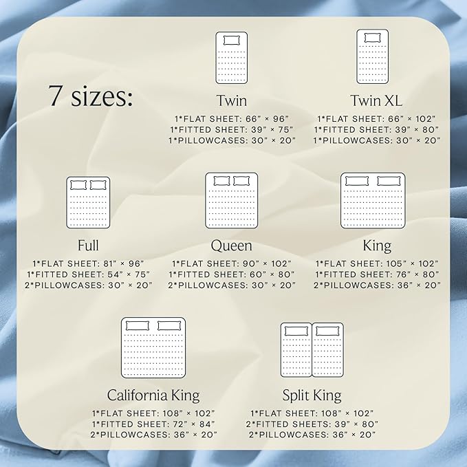 LuxClub 3 PC Twin Sheet Set, Deep Pockets Wrinkle Free Cooling Bed Sheets Hotel Bedding for Women, Men, Kids & Teens, Includes 1 Fitted Sheet, 1 Flat Sheet and 1 Pillowcase-Silky Soft Sky