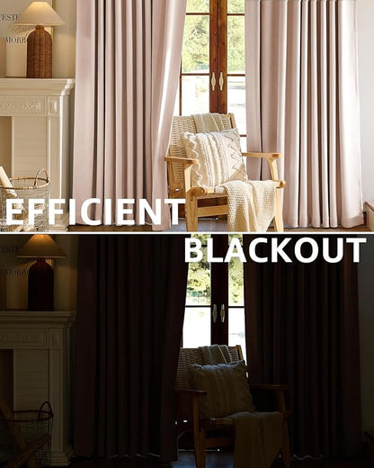 jinchan Chenille Blackout Curtains 84 Inches Long 2 Panels Light Pink Thermal Insulated Curtains for Bedroom Living Room Triple Weave Noise Reducing Nursery Drapes Back Tab Girls Room Curtains 50x84