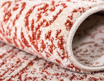 Unique Loom Del Mar Collection Area Rug - Jennifer (9' x 12' Rectangle, Red/ Beige)