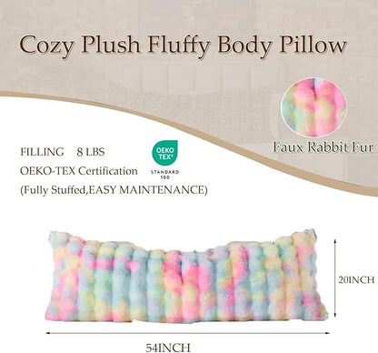 Full Body Pillow 20x54 Inch,Memory Foam Pregnancy Pillow for Side Sleepers,Orthopedic Back Support Maternity Pillow for Women (with Removable Cover)-Rainbow