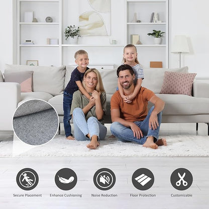 Felt Rug Pad with Gripper Dots, 3x5 Ft Non-Slip Rug Underpad with PVC Backing, 1/6" Thick Cushioned Carpet Pad Gripper for Hardwood Floors, Vinyl & Tile, Under Rug Padding Floor Protection