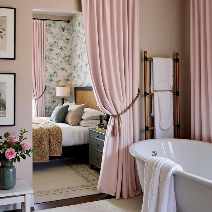 Lazzzy Velvet Blackout Curtains Thermal Insulated Room Window Drapes Super Soft Luxury Curtains for Living Room Bedroom Rod Pocket 2 Panels, Dusty Pink, 52" W x 90" L