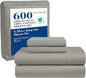 LANE LINEN King Sheet Set – 600 Thread Count Long Staple 100% Cotton King Size Sheet Set, Hotel Luxury Soft Silky Sateen Finish, Gentle on Body, Fully Elasticized 15" Deep Pocket – Silver