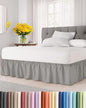 Wrap Around Dust Ruffle Bed Skirt - Light Grey - for Queen Size Beds w/ 14 Inch Drop - Easy Fit Elastic Strap - Adjustable Pleated Bedskirt with Brushed Fabric, Wrinkle Free Women, Men, Kids and Teens